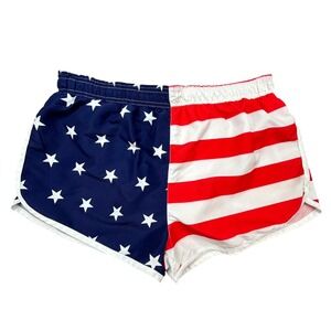 Uzzi Active Wear Shorts Mens L Red Blue American Flag Swim Trunks Running